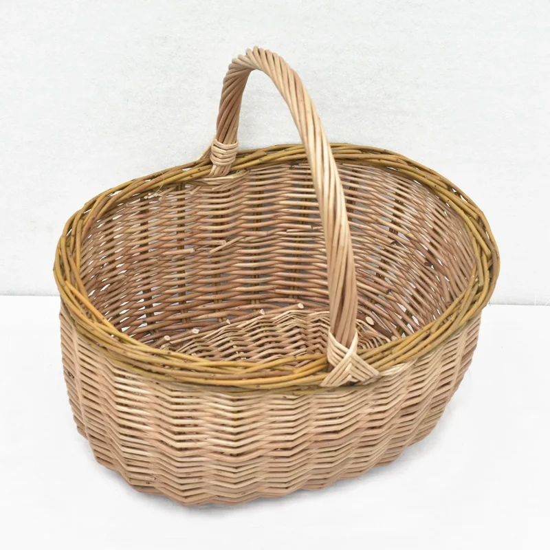 Wholesale Handcraft Willow Flower basket Woven Wicker Storage picnic Basket With Handle For Carry Food Fruit Vegetable picnic