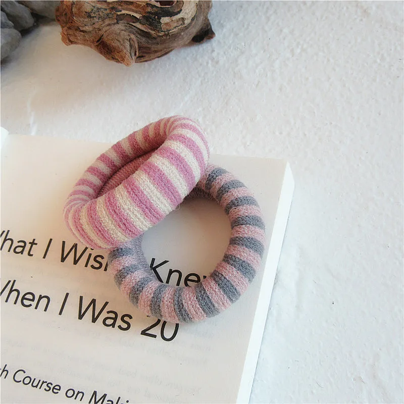 Sport Girls  Rubber Hairbands Vintage High-elastic Hair Ropes No-hurt Stripe Hair Ties Retro Hair Ties For women