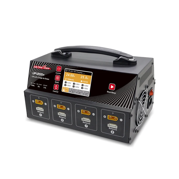 Портативное балансирующее зарядное устройство Ultra Power UP1200 +, 8 каналов, 6S LiPo LiHV, с дисплеем, для сельскохозяйственного беспилотного летательного аппарата