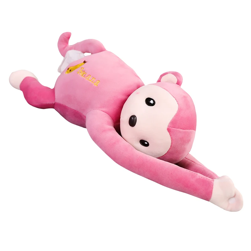 Wholesale cute cartoon plush toy monkey doll large paper towel box creative car household tissue paper box