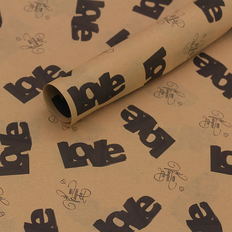 
Vintage Kraft English Love Flower Wrapping Packing Paper Florist Material Newspaper Craft Paper 