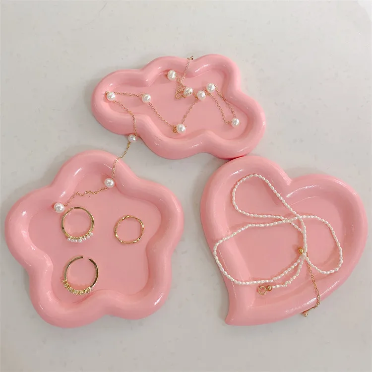 SYL  ins irregular creative resin plate earrings necklace jewelry display trinket tray photo props ornaments resin ring dish