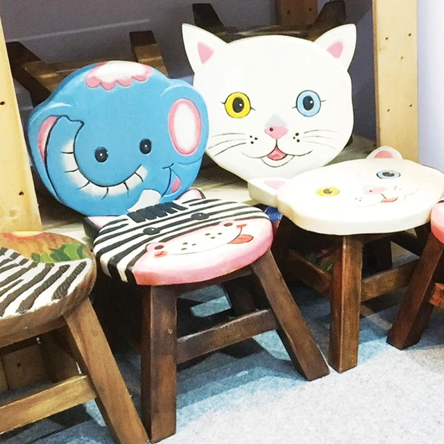 Best Price Children Wooden Carved Stool - B215 243 Wood Kids Carved Stool Siamese