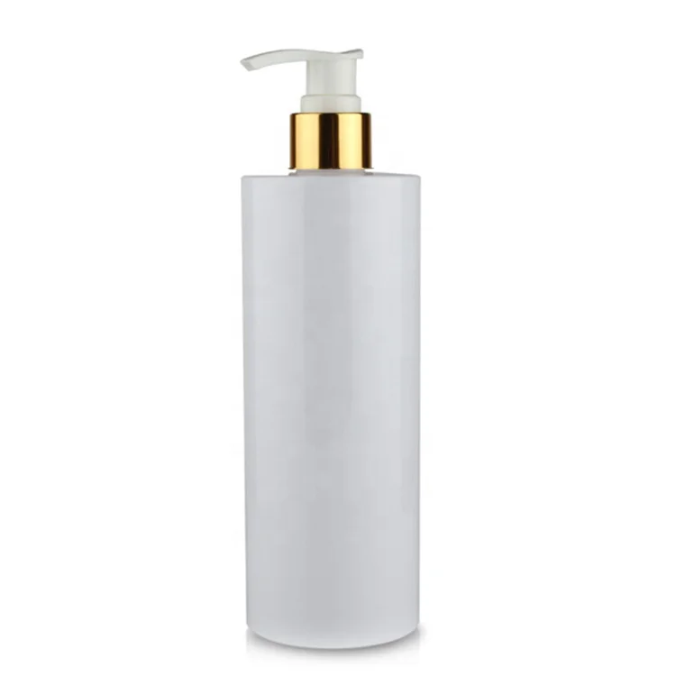 PET colored plastic bottle 500ml with gold silver lotion pump bottle