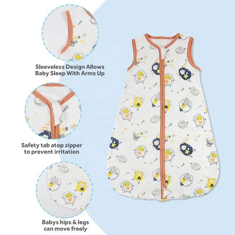 Wholesale Baby Sleep Sack 1.0 tog Baby Wearable Blankets 100 Cotton Baby Sleeping Bags for Newborn