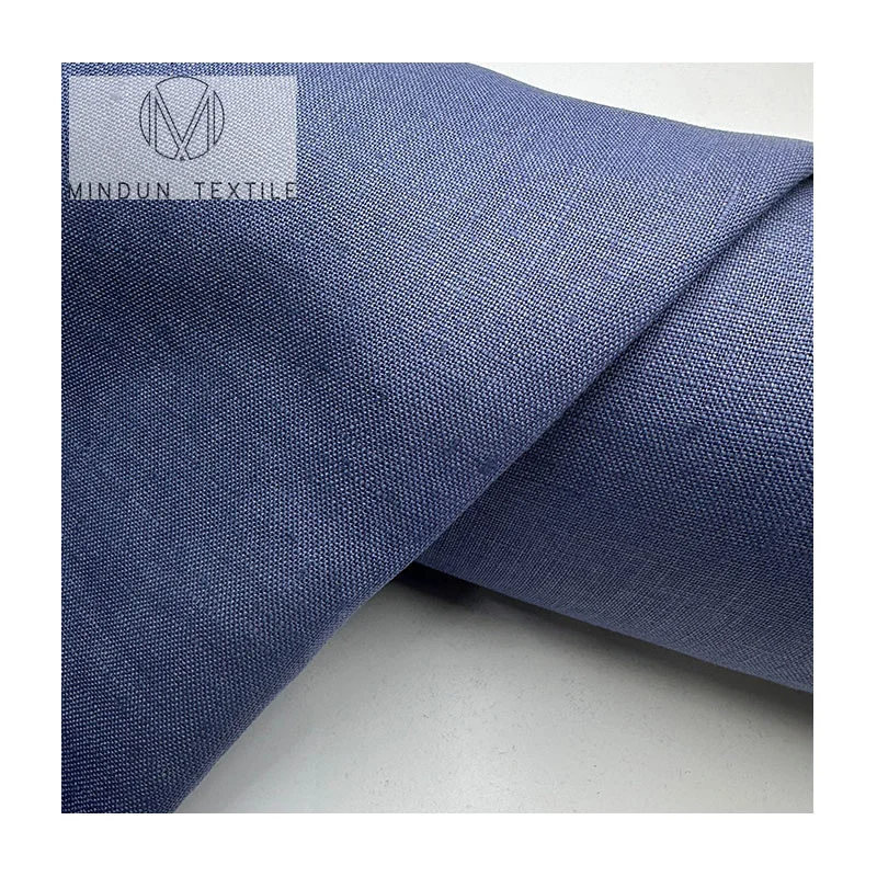 Mindun BCI Low Moq In Stock 195GSM 100% Pure Linen Fabric Plain Dyed Linen For Women And Men Clothes Shirts Pants