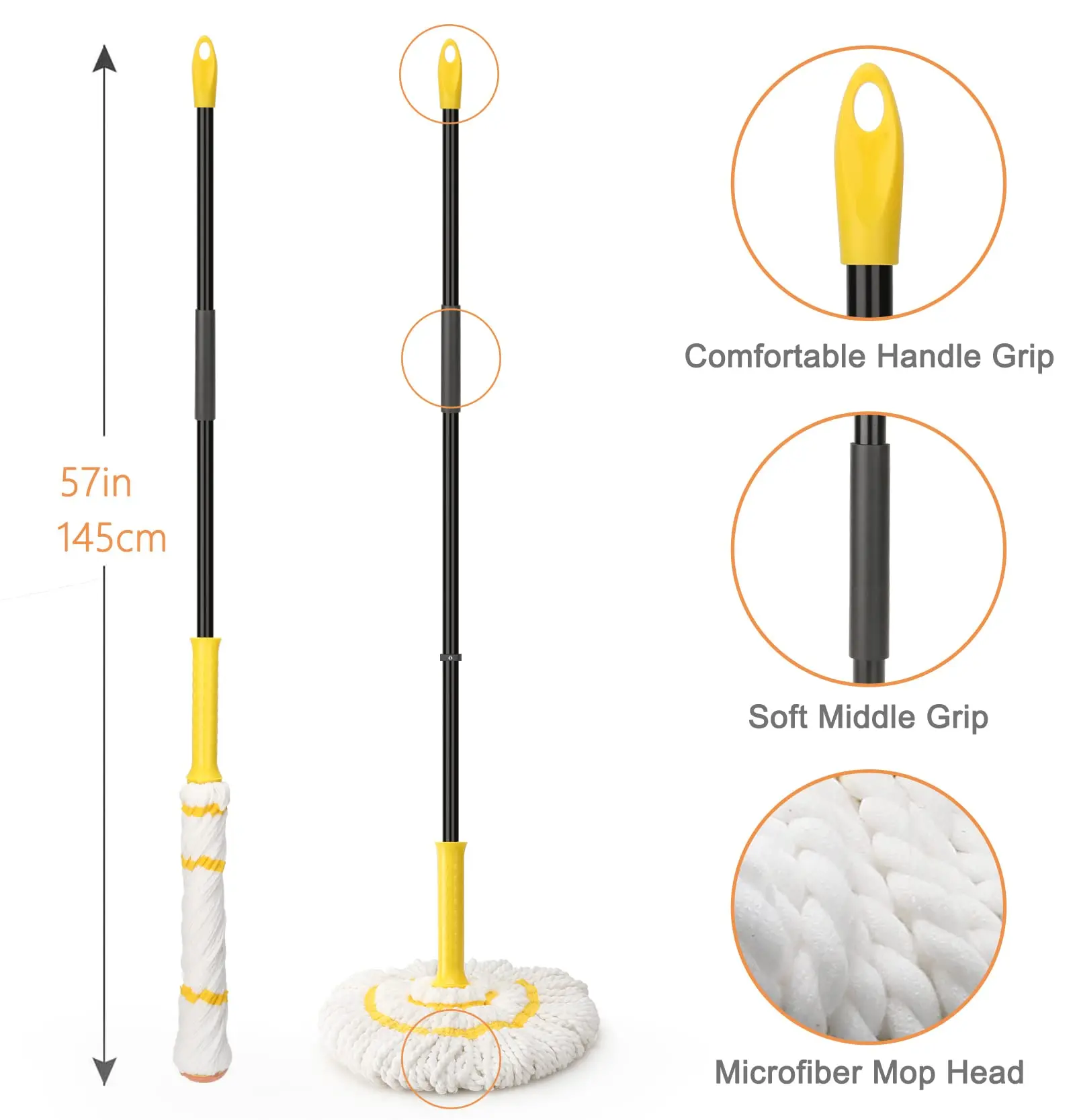 Microfiber Floor Mop Easy Twist Mop Microfiber Twist Mop for Kitchen Hardwood Restaurant Bathroom