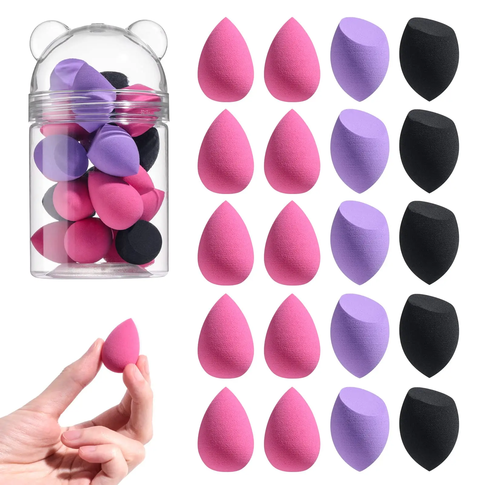 20 Pcs Makeup Sponge Set Mini Blender Sponges for Liquid Cream and Powder Puff