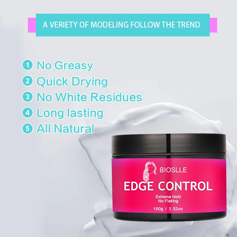 BIOSLLE Selling Customized Logo Private Label 48 Hour Strong Hold Edge Control Fast Drying for 4c black hair