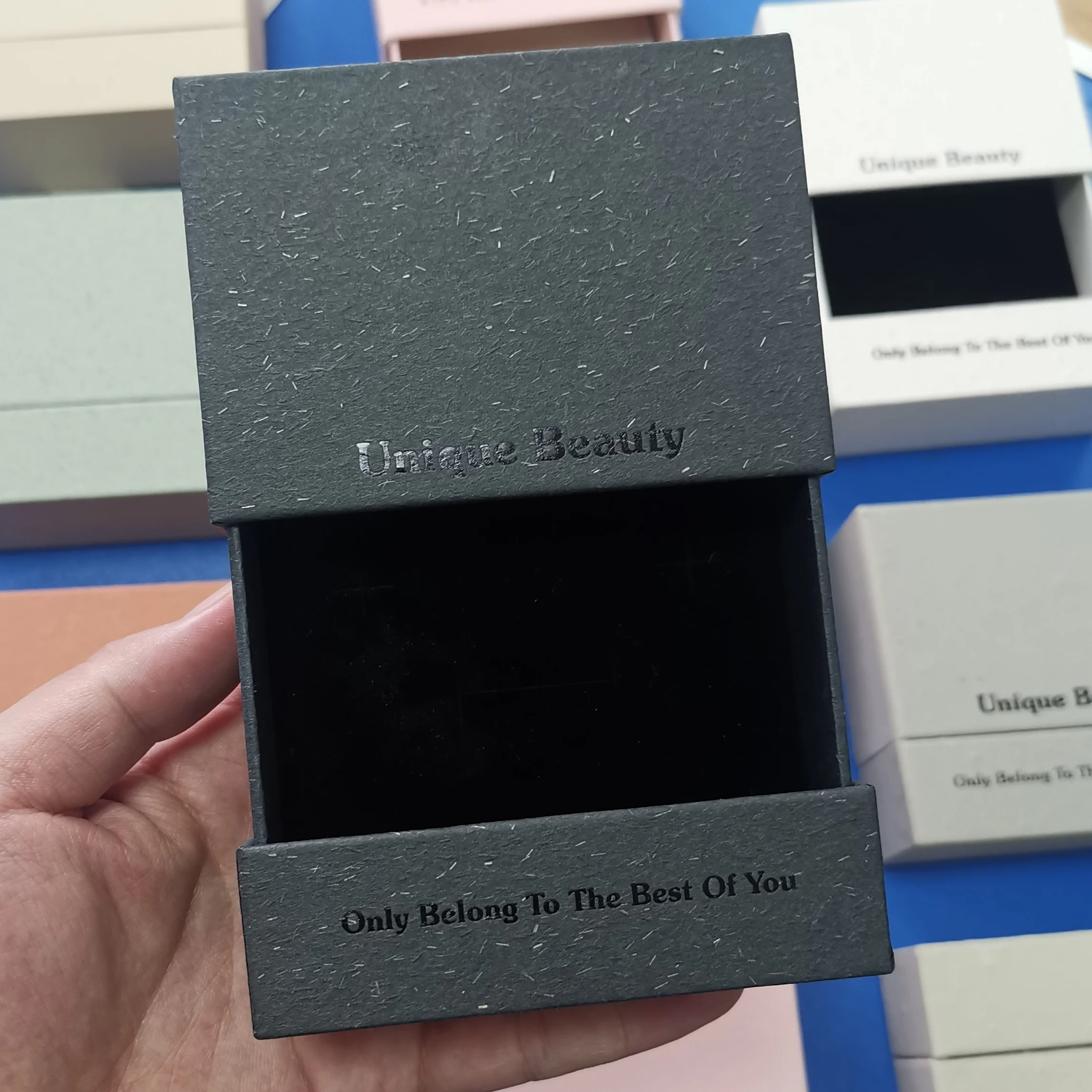 Custom Logo Cute Drawer Jewelry Packaging Box Slider Paper Jewellery Gift Box Sliding Ring Necklace Set Box