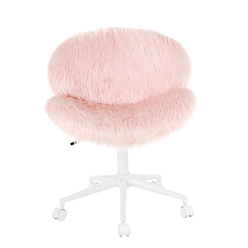 Home Faux Fur Furry Padded Seat Swivel Height Adjustable Chairs Accent Vanity  Living Room Chair (1600202380555)