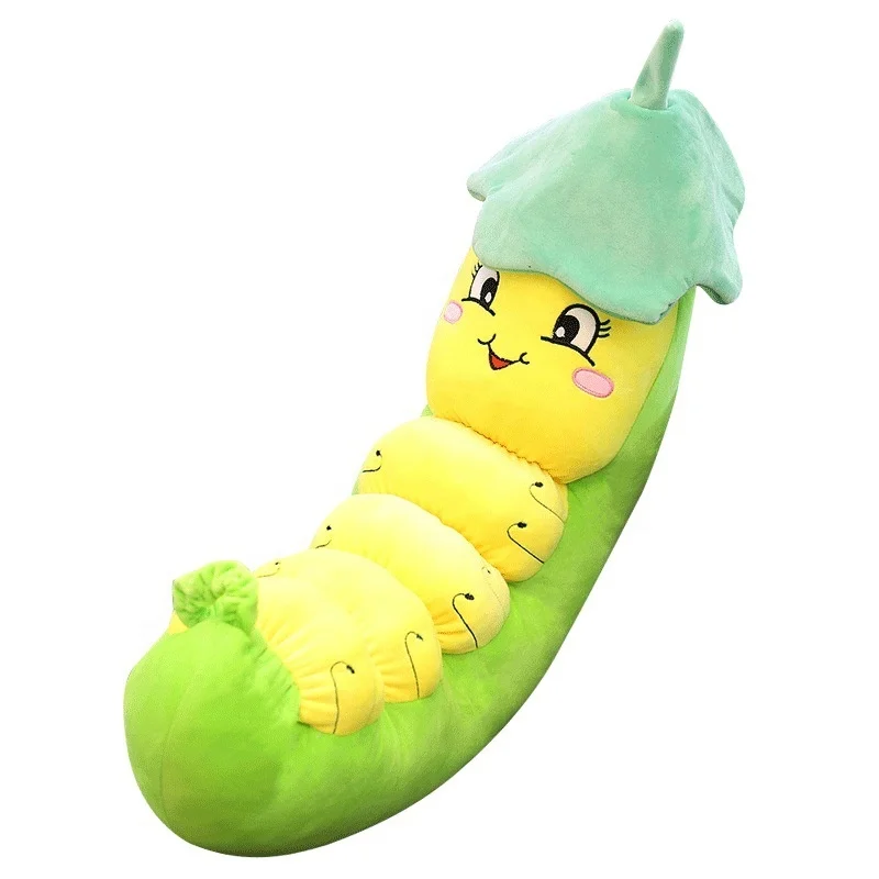 Silkworm plush toy custom small pillow cushion lotus leaf worm doll wholesale plush gift