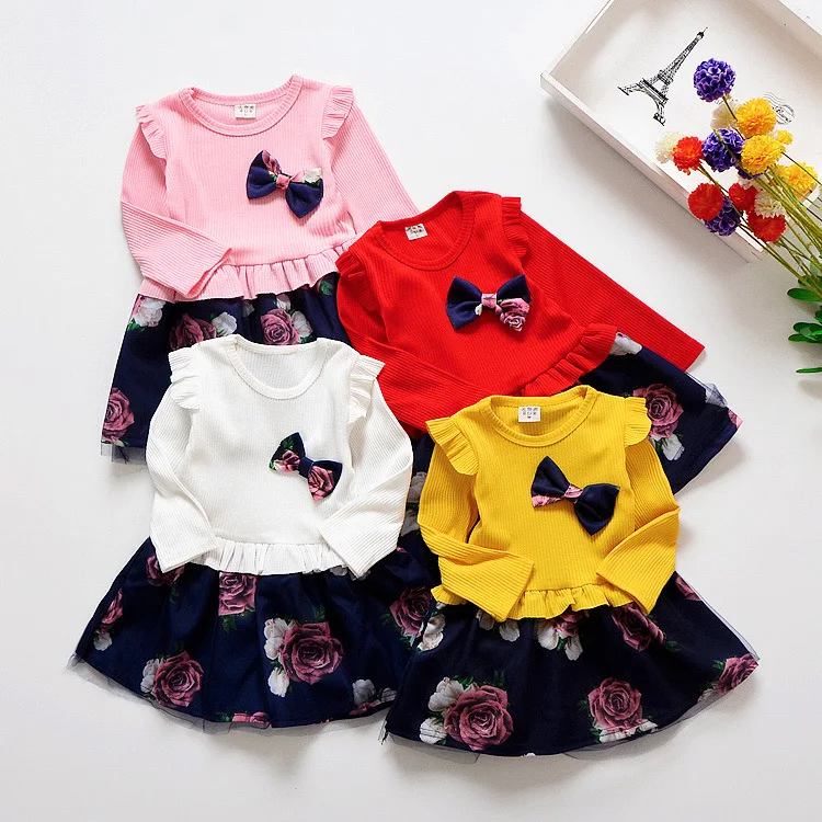 Kids Clothing Wholesale Kids Toddler Little Child Babies Cotton Tulle Girls White Dress Autumn And Winter For Children Girl