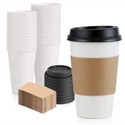 OEM ODM coffee paper cups lid sleeve single double wall environmental protection custom printing paper cup logo size paper cup
