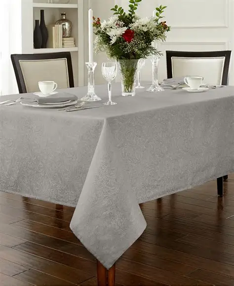 Жаккардовая скатерть из дамасской ткани устойчивая к морщинам маслостойкая тяжелая полиэстера для кухонного обеденного стола