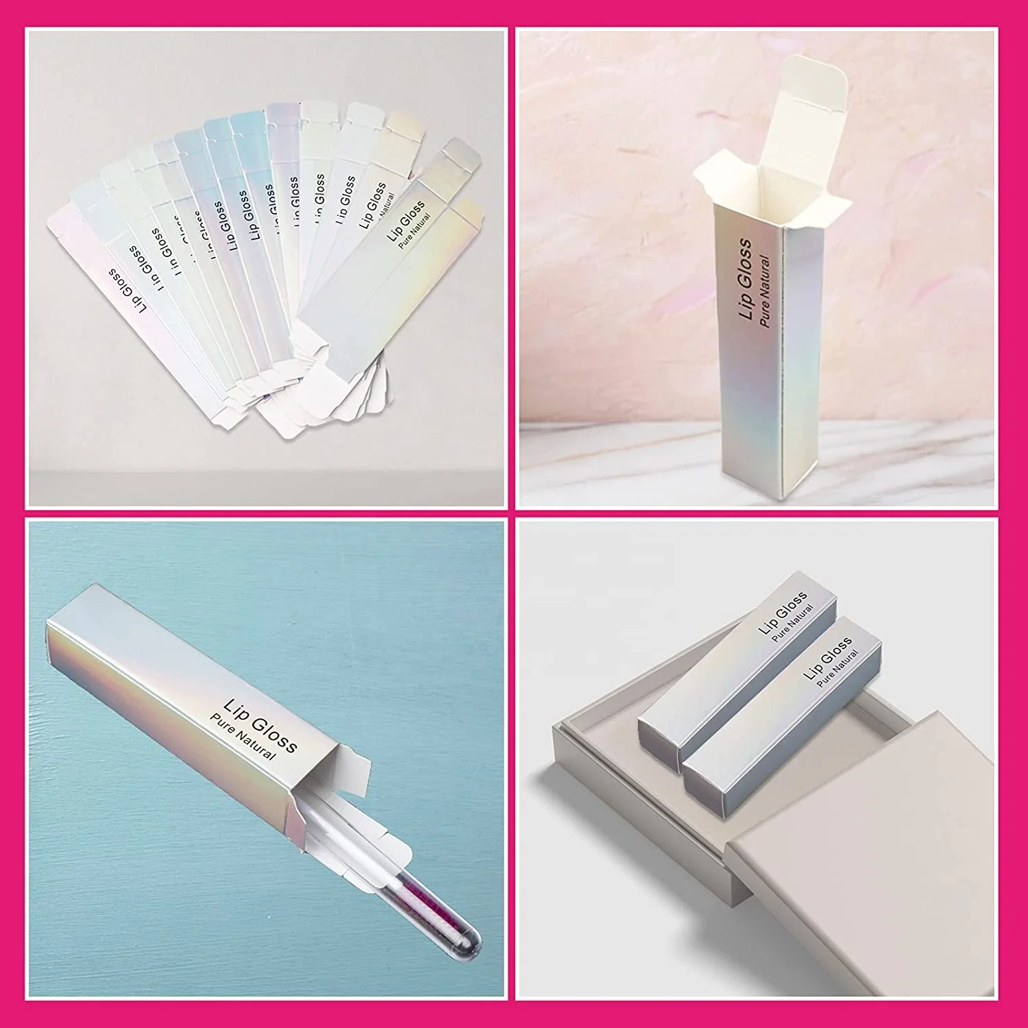 Valentines Day Gift Perfume Essential Oil Bottle Holder Lipsticks Wrapping Boxes Packaging Gifts Shiny Rectangle Lip Gloss Box