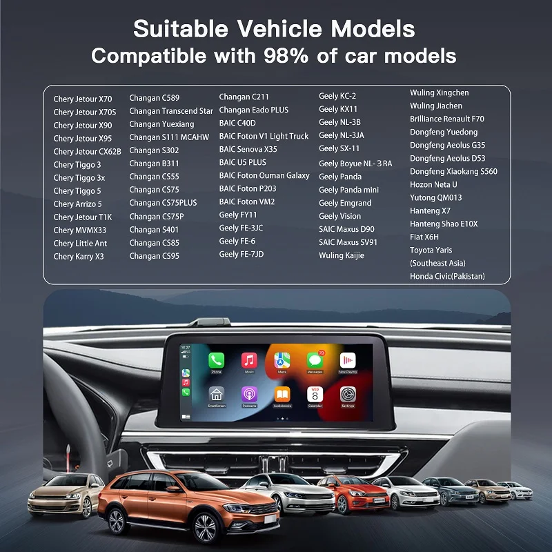 Wired Carbitlink Smartlink Phonelink to Wireless CarPlay Android Auto For BAIC SAIC Maxus Wuling Brilliance Yutong Hanteng Sihao