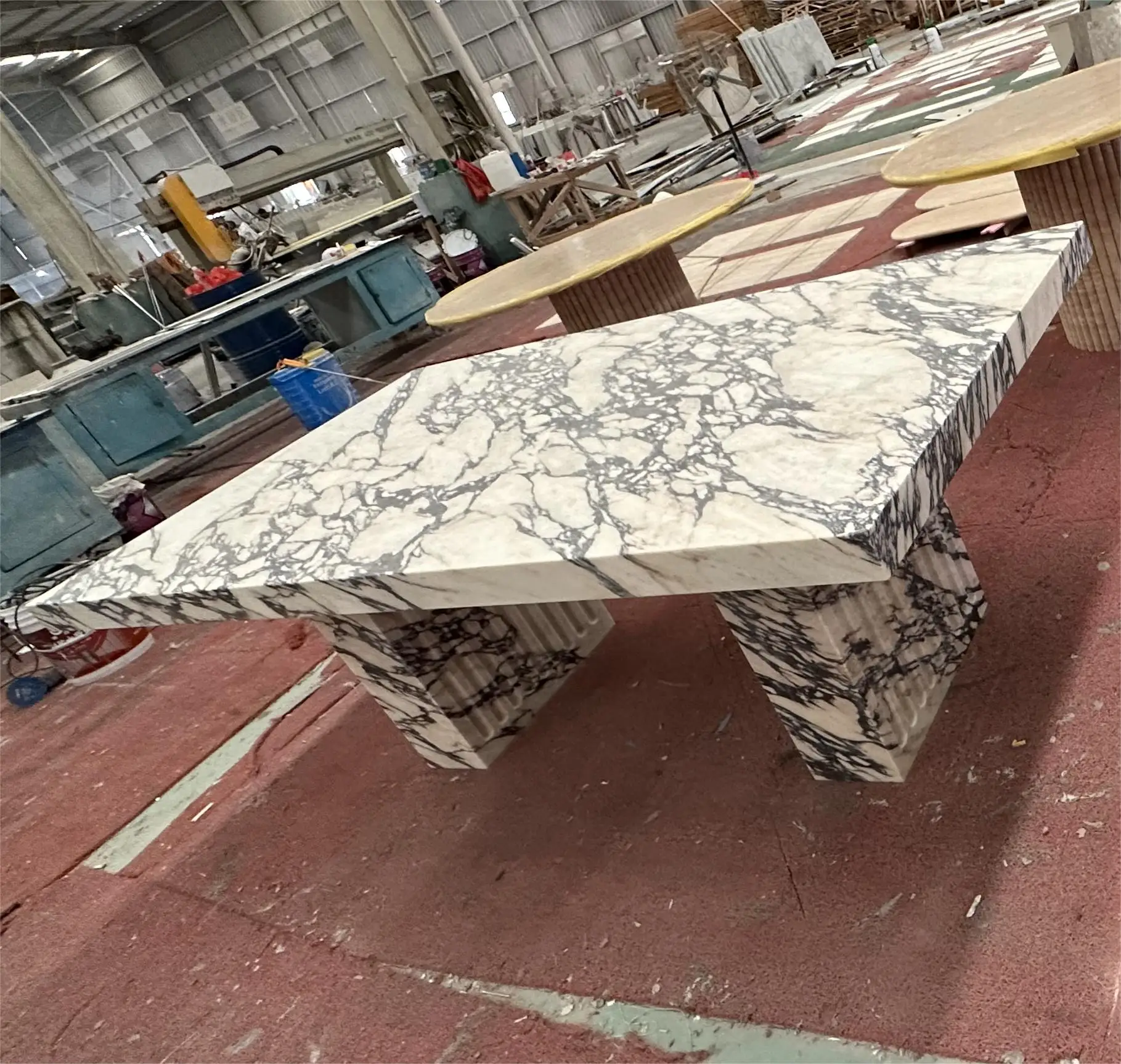 Роскошный Прямоугольный Обеденный стол из натурального мрамора Calacatta Viola Marble