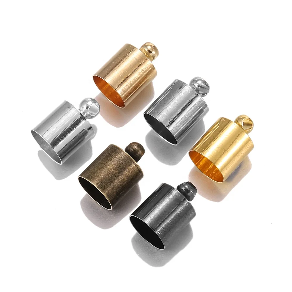 50pcs/lot Tassel Leather Cord End Crimp end Clasp Beads End Tip Cap For DIY Necklace Jewelry Making Findings