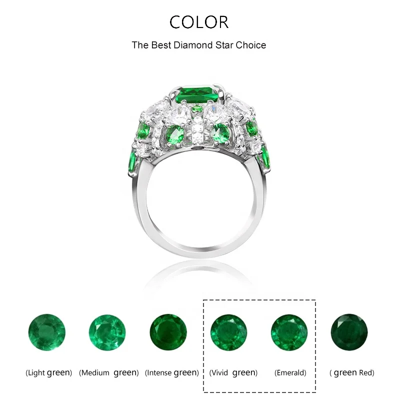 DiamondStar Emerald engagement ring White Gold Gemstone Rings emerald cut moissanite ring lab grown ruby