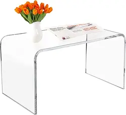 Clear Side Table & Small Coffee Table,  Acrylic Waterfall Living Room Tables, Modern Side Tables Bedroom