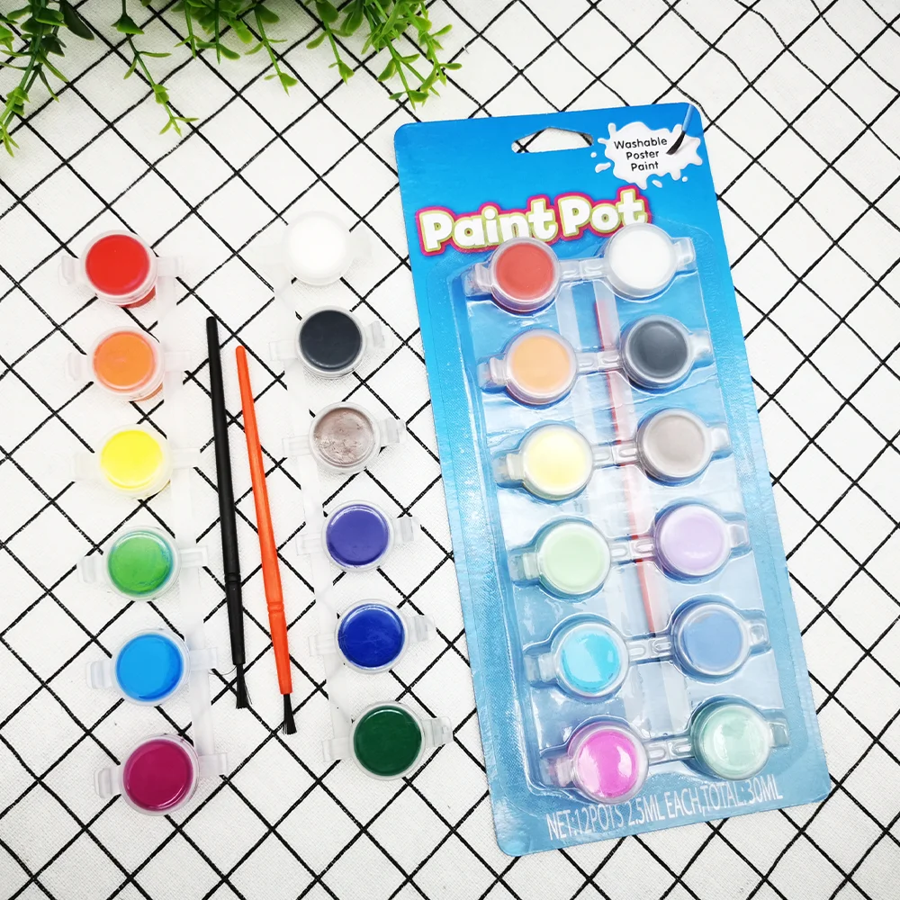 Factory Direct Sale 12 Washable Poster Paint Finger Paint for Kids