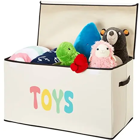 DS1243 Kids Toys Storage Organizer Containers Fabric Storage Chest Bins with Lids and Handles Carton Foldable Toy Storage Box