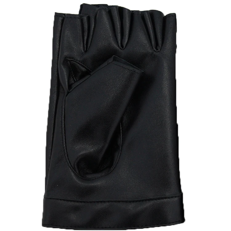 
Ladies Fitness Faux Leather PU Metal Rivet Summer Non-slip Free Size Sports street dance stage Half finger Gloves 