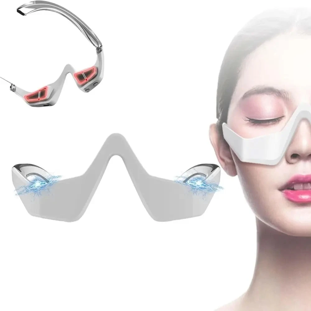 EMS Microcurrent Red Light Therapy for Dark Circles Under Eye Bags Relax Glasses LED Eye Massager