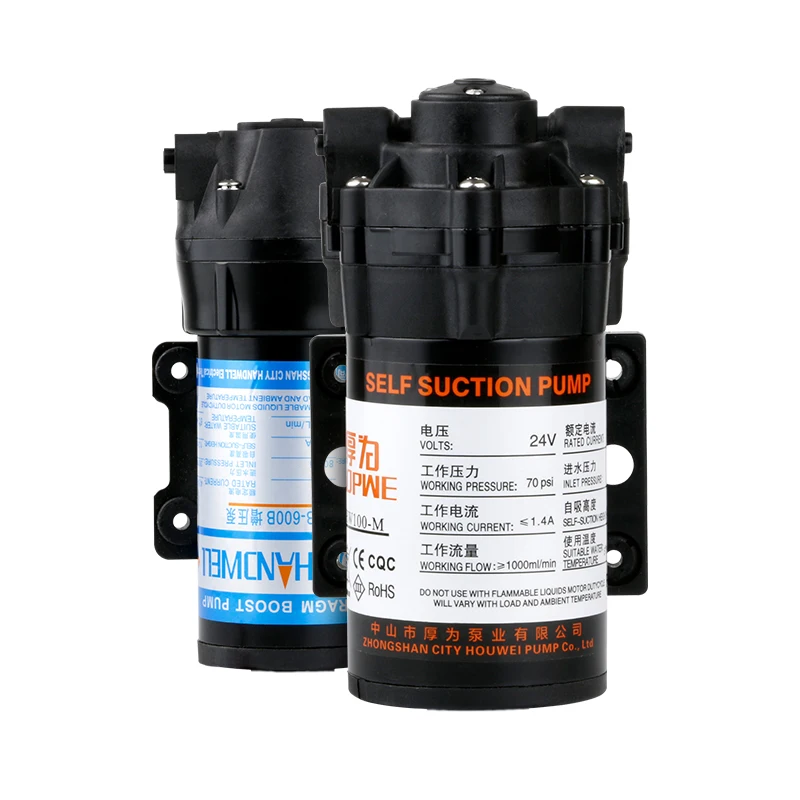 Self-priming 75 GPD Water Purifier Pump 24V Sparkling Water Machine Reverse Osmosis Pump Diaphragm Booster Pump