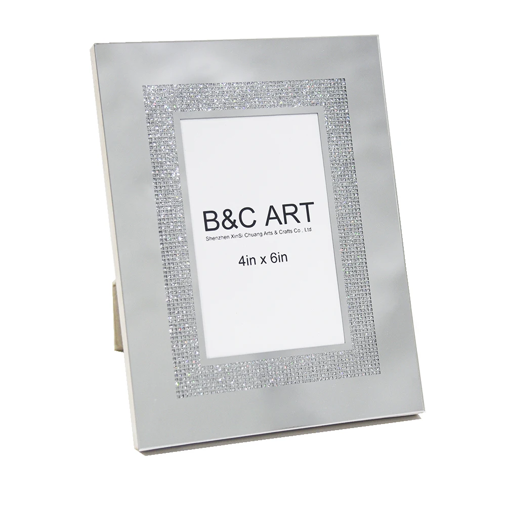 Wholesale Modern Style Tabletop Display 5x7 inch Silver Mirrored Glass Picture Frame for Wedding Party