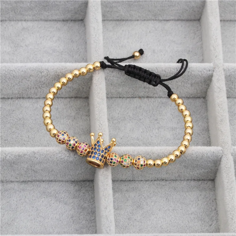 Новая европейская модель ручной ювелирные изделия регулируемый 18K золотой браслет плетение 6 мм Радуга CZ шарики