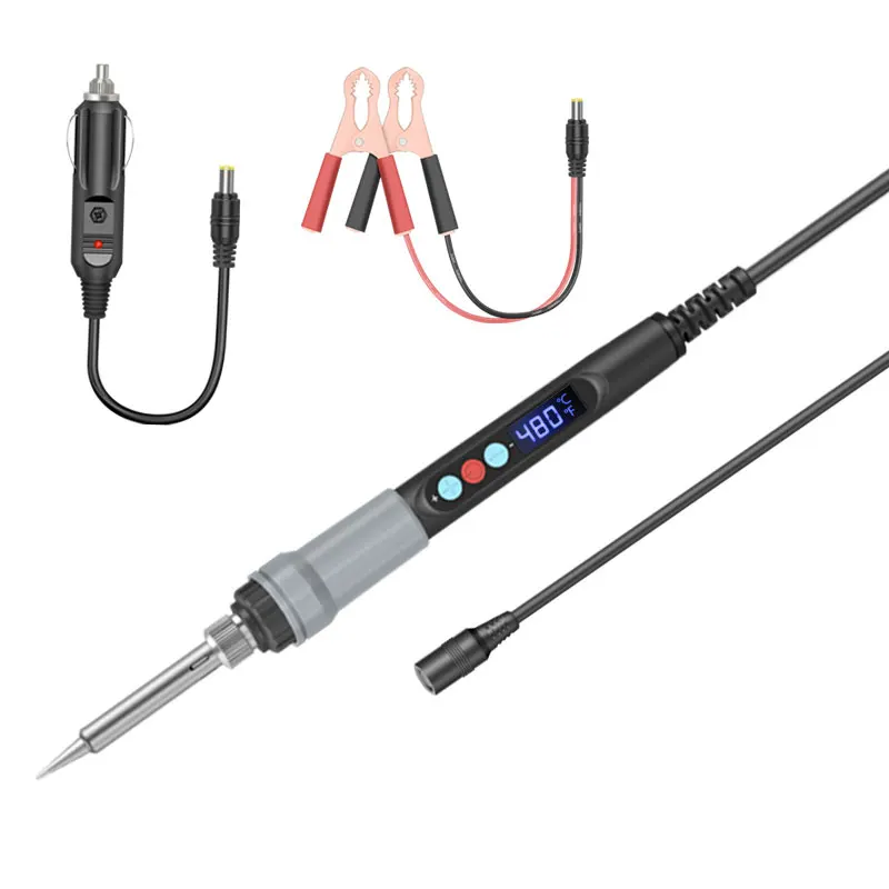 12-24V car digital display alligator clip adjustable temperature electric soldering iron, car, truck outdoor use