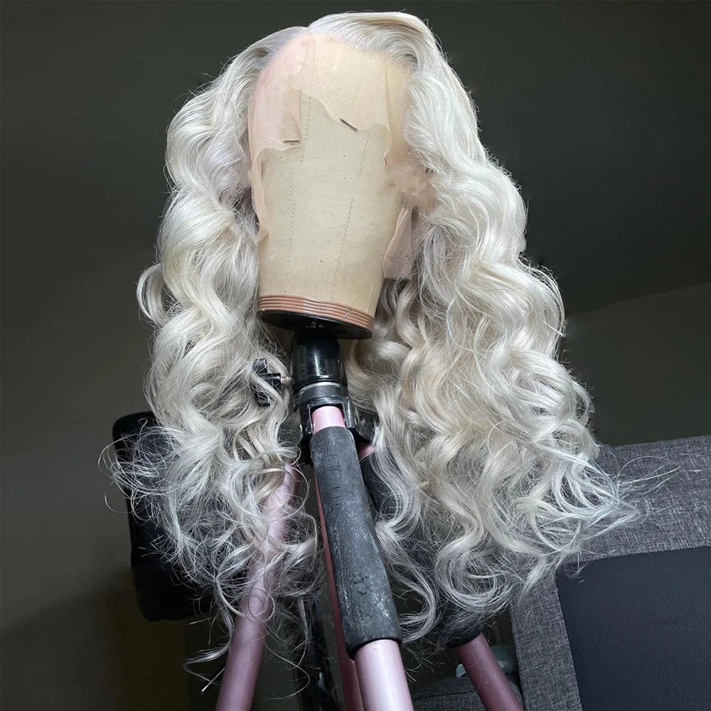 Snow White Full Lace Human Hair Wigs HD Loose Deep Wave Platinum Blonde 13x6 Lace Front Wig Virgin Human Hair