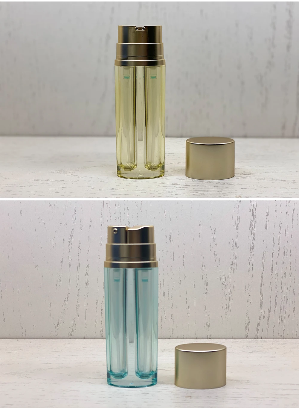 Luxury double 15ml cosmetic cream packaging plastic two compartment bottle