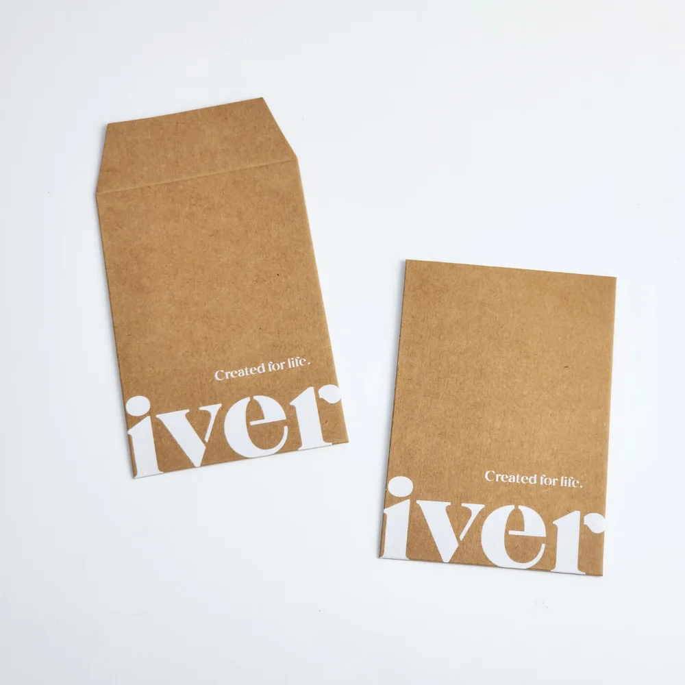 Hot Sale Custom Paper Kraft Brown Yellow Mini Coin Packaging Envelope with White UV Logo Printing
