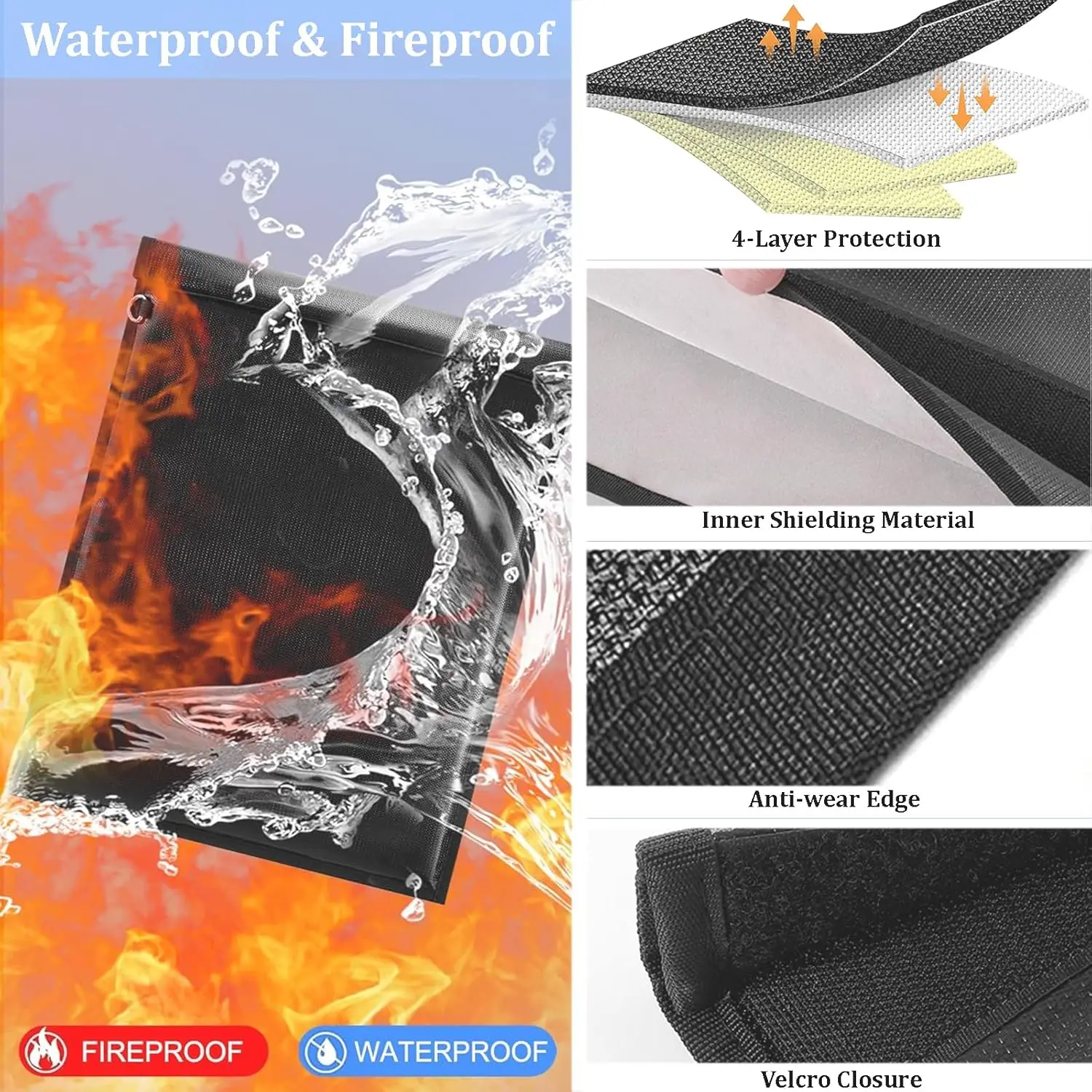 4 Pack Faraday Bags, Faraday Cage for Laptops, Tablet, Radio, Phones, Waterproof & Fireproof RFID Blocking Pouch
