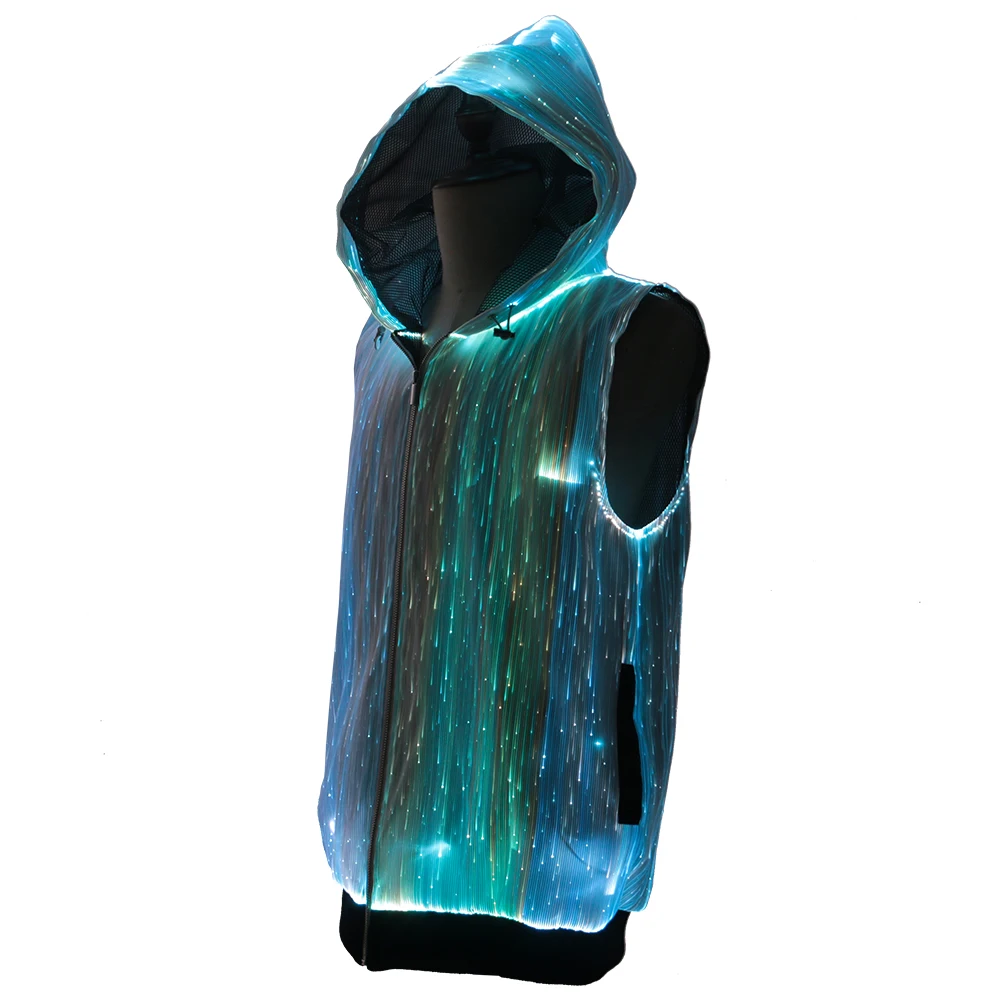 New Arrival Led Men Sweatshirts Man Fashion Street luminous Boy Hiphop Hip-hop Clothing Stretch light up Stylish T Shirts Tees