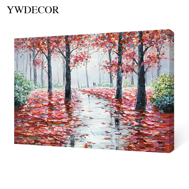 100% hand painted landscape oil painting modern heavy texture palette knife wall art for living room decoration