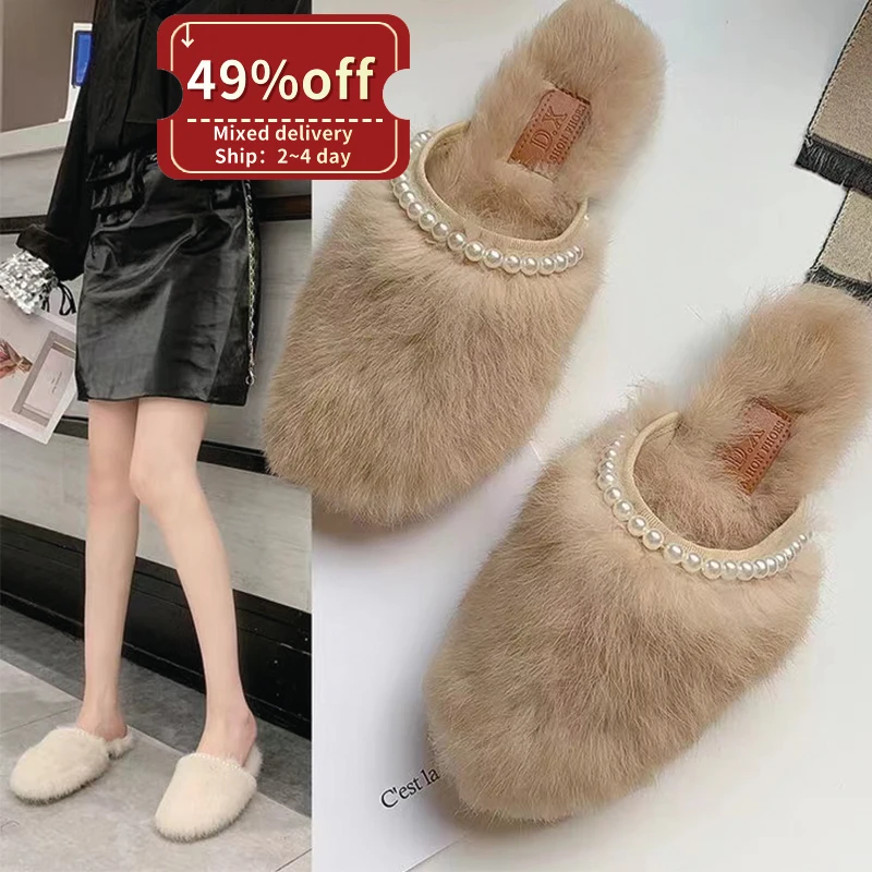 Latest girl footwear design ladies shoes flat sandals fashion women slide sandal female fur slippers