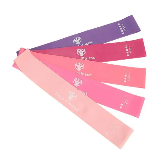 5 Pack High Quality Latex Fitness Workout Pink Purple Resistant Band Loop Set Exercise