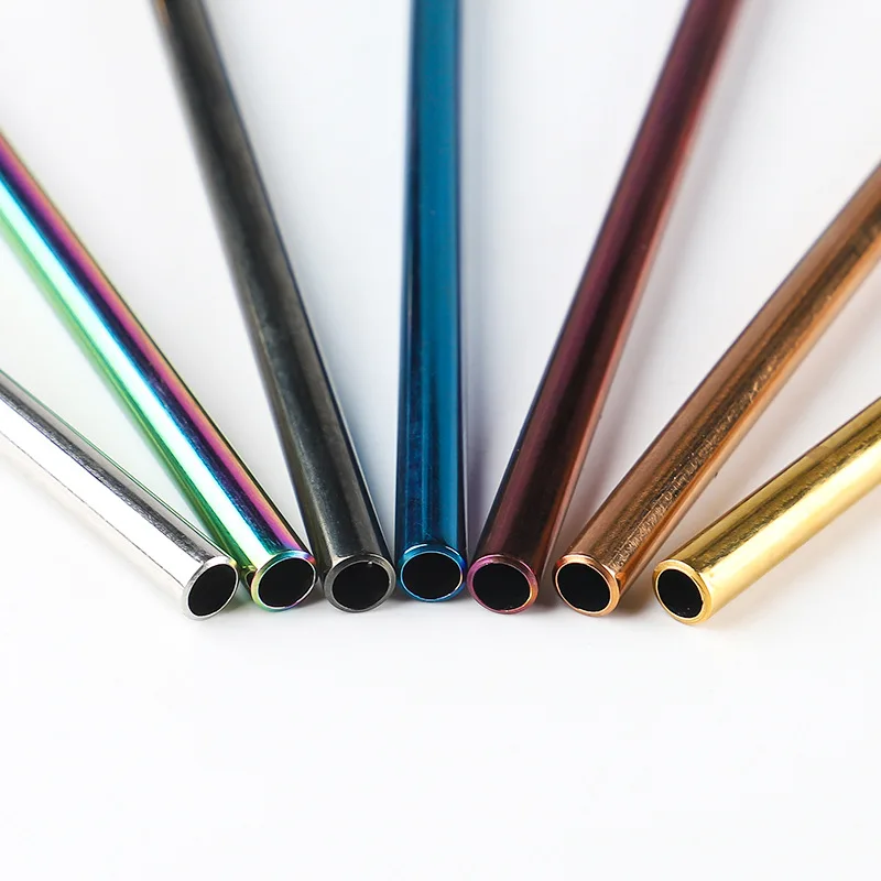 wholesale metal straw custom logo color factory price 304 stainless steel straw