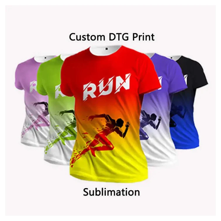 Wholesale Polyester Sublimation Printed Custom Design Running T Shirts