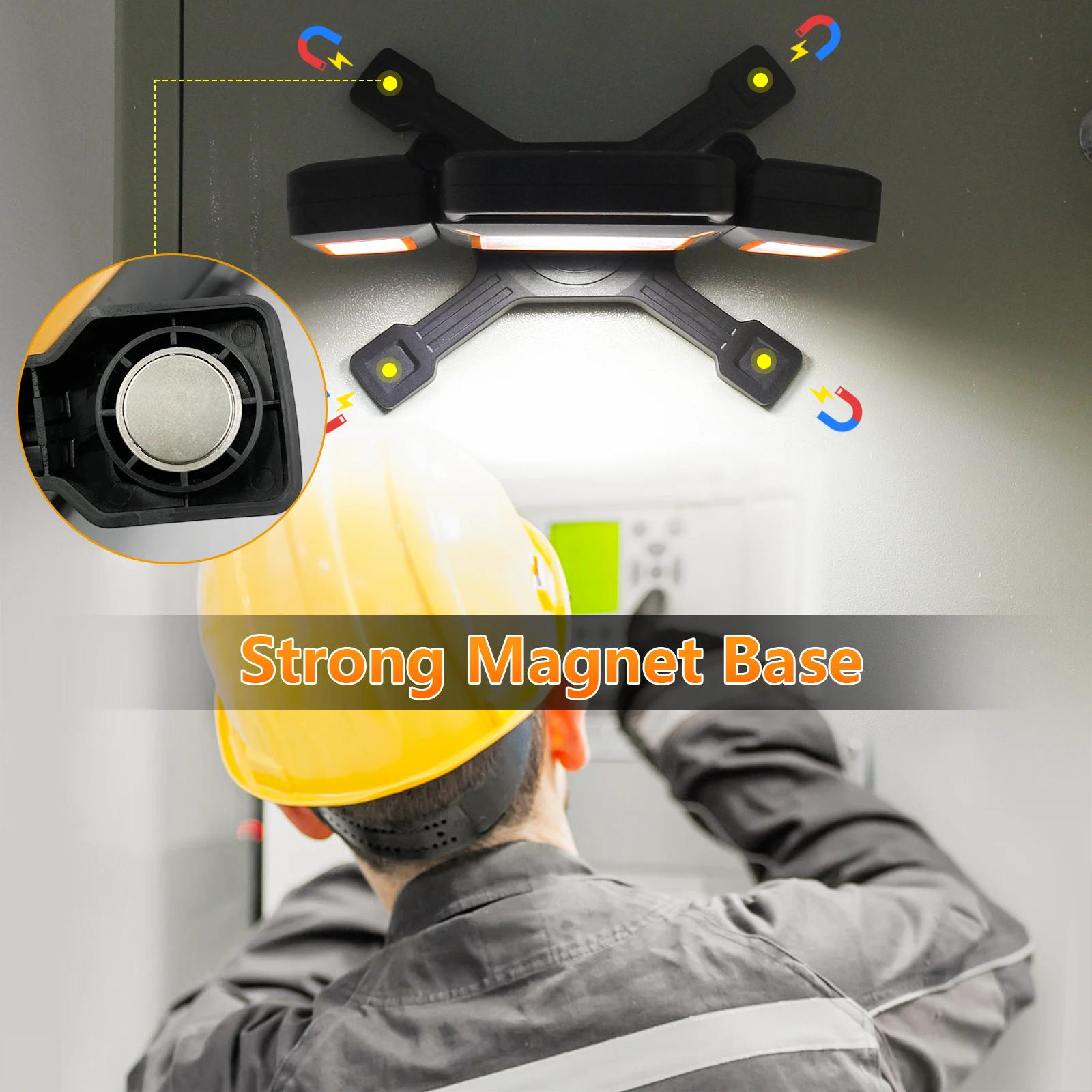 Portable Work Light 30W 3000 Lumen Work Lamp Handheld Battery Rechargeable Magnetic Base LED Work Light