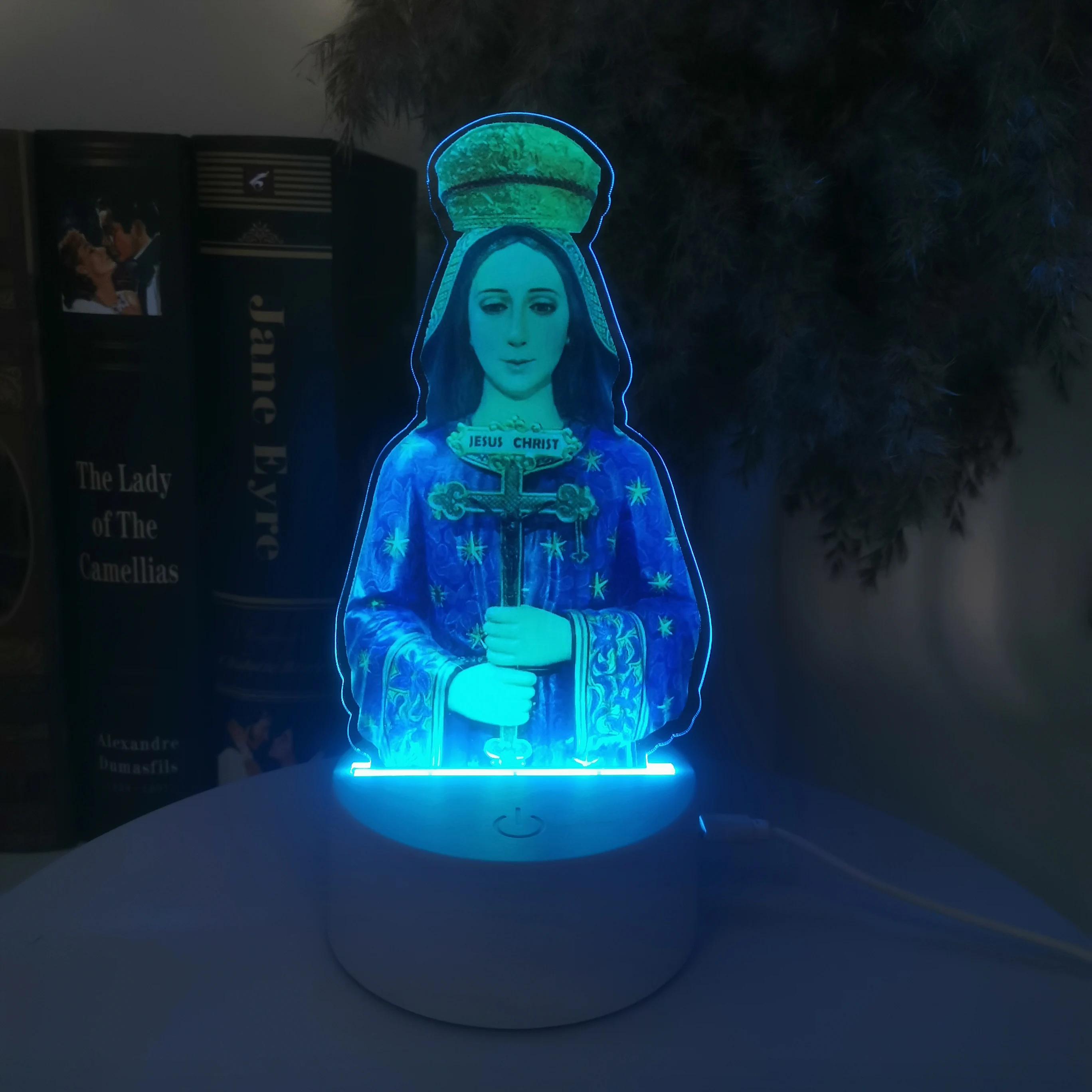 Night lights made from images of the Virgin Mary