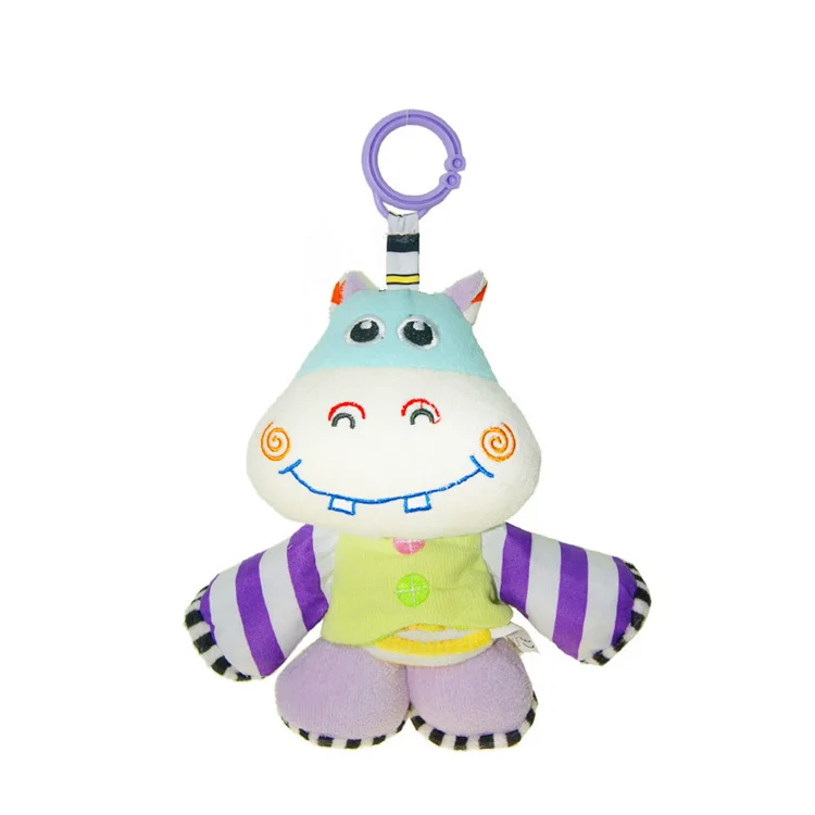 Baby Toys High Quality Plush Musical Animal cute hippo Hanging toys for baby  stroller