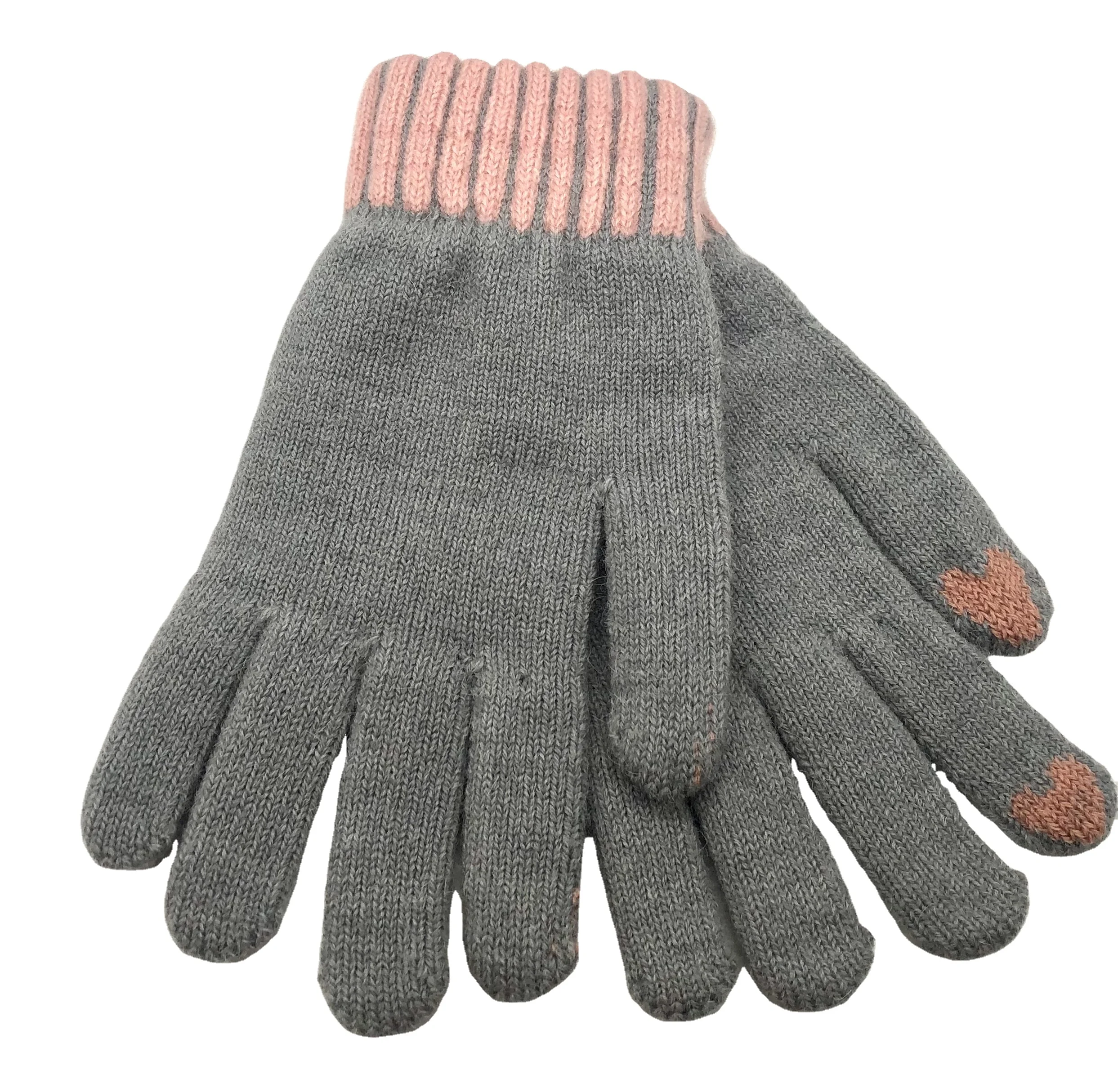 Factory direct sale touch screen knit winter gloves warm gloves two color jacquard wrist gloves