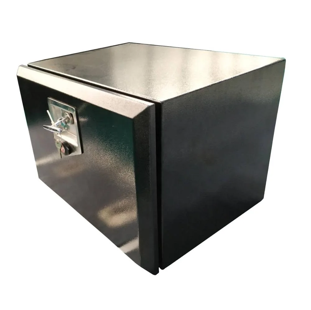 large black steel underbody trailer toolbox