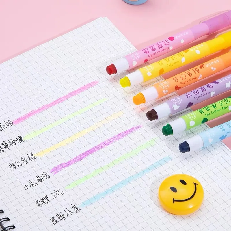 Paintyou Highlighter Pen Gel Crayons No Bleed Bible Twistable Crayon Gel Coloring Stick 6 Neon Colors Set Fruit Scented Solid