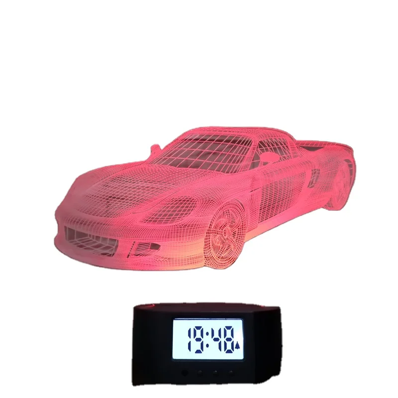 Sports Car  Shape Lamp 3d Led Light Customized  Lamp Alarm Clock LED-hologramm Holiday  Decoration Gift Lamp